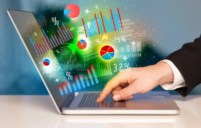 hand-typing-modern-laptop-notebook-computer-graph-icons-future-symbols-101239591